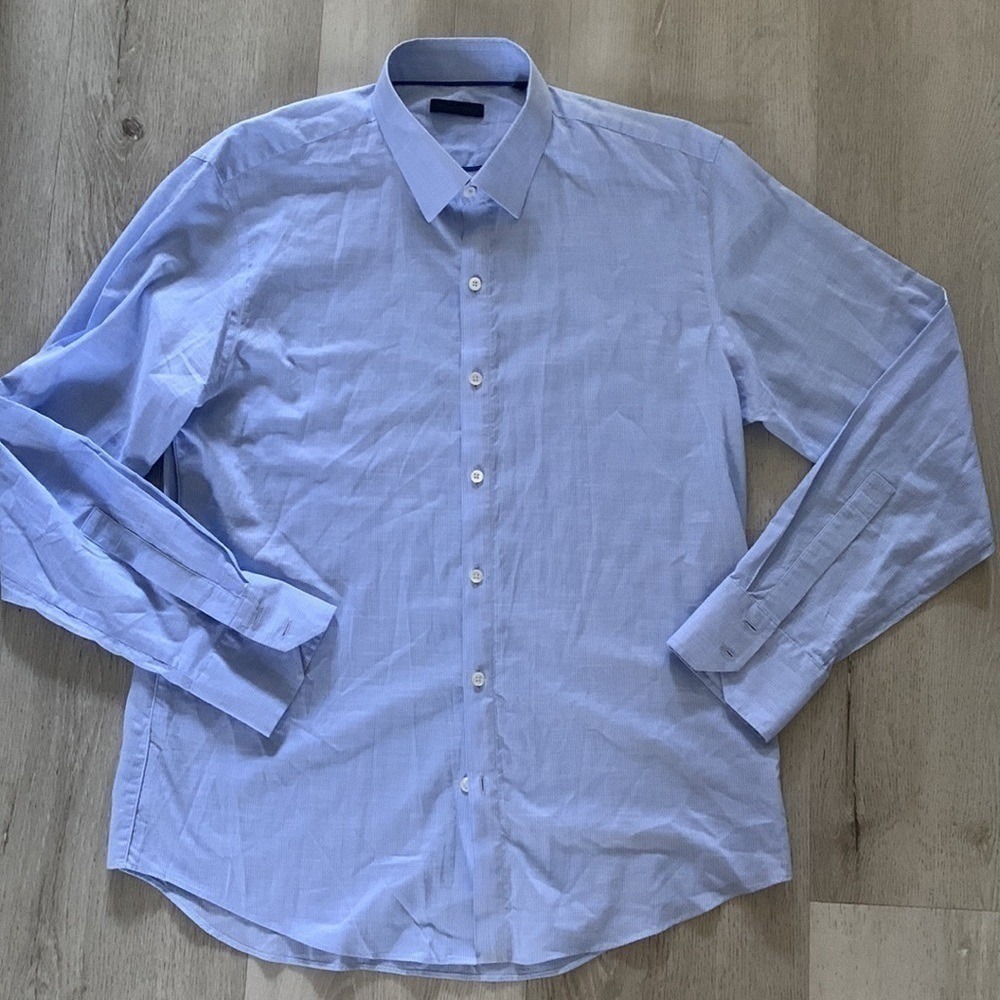 Zachary Prell blue‎ Striped king Sleeve Button Down Shirt Luxury size L